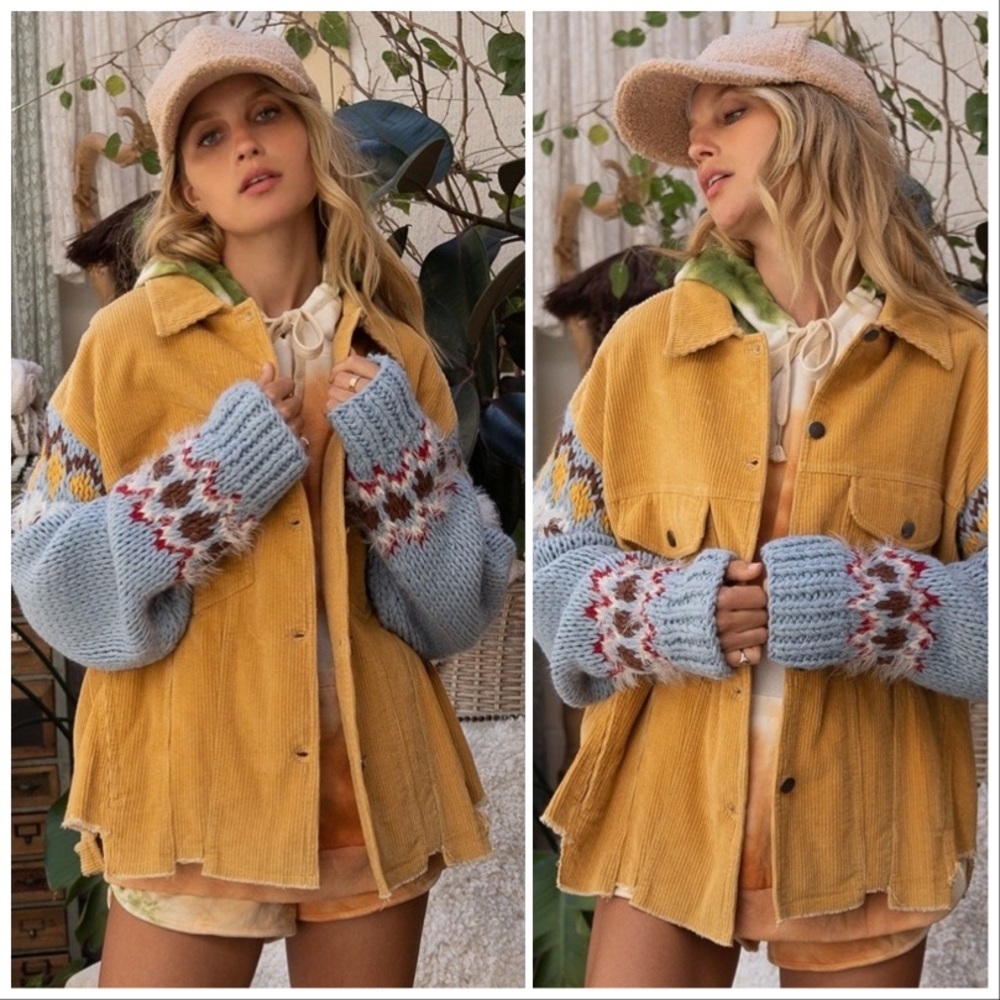 Winter Corduroy & Knitted Sleeve Jacket - Picture 7 of 13